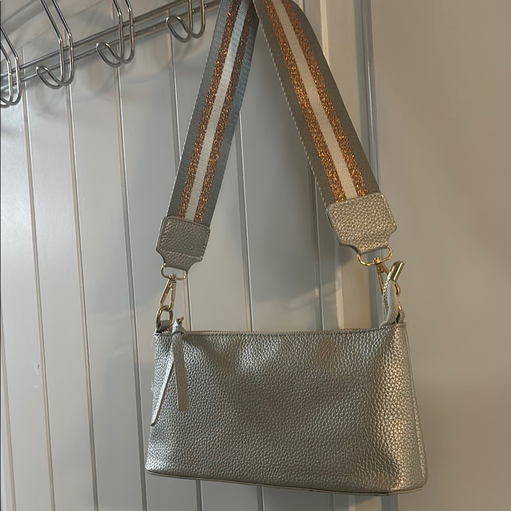Silver Leather Shoulder Bag